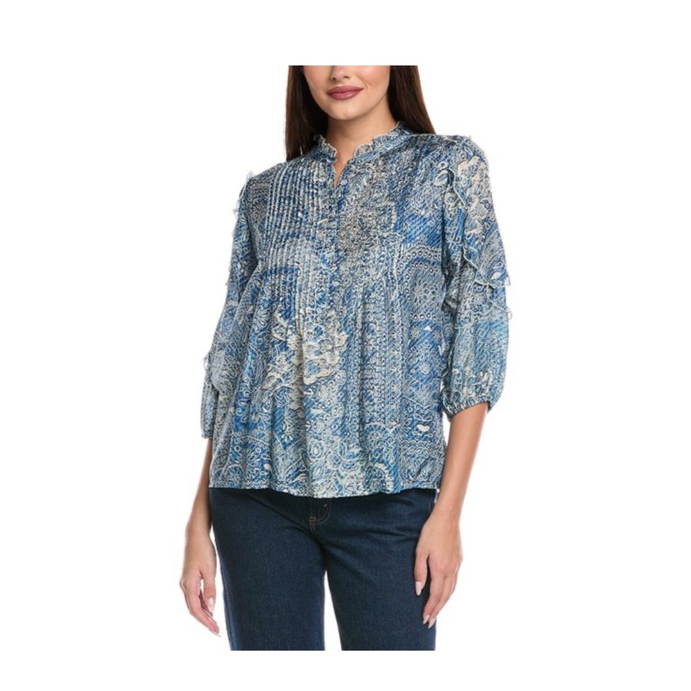Johnny Was Zealand Blouse- denim print. New with tags